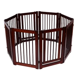 Hondenhek configureerbaar opvouwbaar veiligheidshekje houten honden hek met poort 207 x 76,5 x 8,5cm 1