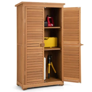 Houten berging 160 cm asfaltdak 2 afsluitbare deuren met klink voorgeoliede grenen tuinberging waterdicht 3 verwijderbare planken 1
