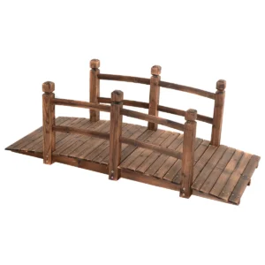 Houten brug tuinbrug vijverbrug sierbrug decoratiebrug met leuningen 150 x 67 x 55cm (bruin) 1
