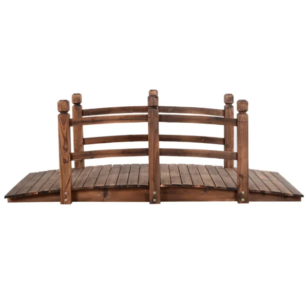 Houten brug tuinbrug vijverbrug sierbrug decoratiebrug met leuningen 150 x 67 x 55cm (bruin) 2