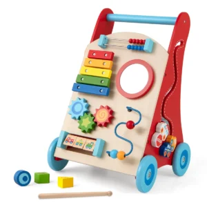 Houten loopwagen voor kinderen 3+ duwwagen met handvat opbergruimte wielen leerzame loopwagen montessori zit sta loopspeelgoed 1