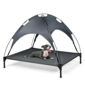 Huisdierenbed met afneembare luifel & stevig stalen frame waterdicht & zon bestendig koel bed tent voor huisdieren voor binnen buiten 1