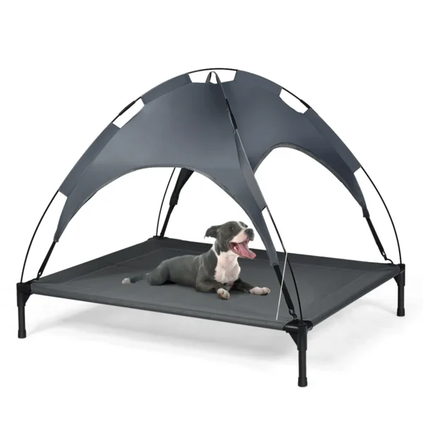 Huisdierenbed met afneembare luifel & stevig stalen frame waterdicht & zon bestendig koel bed tent voor huisdieren voor binnen buiten 1