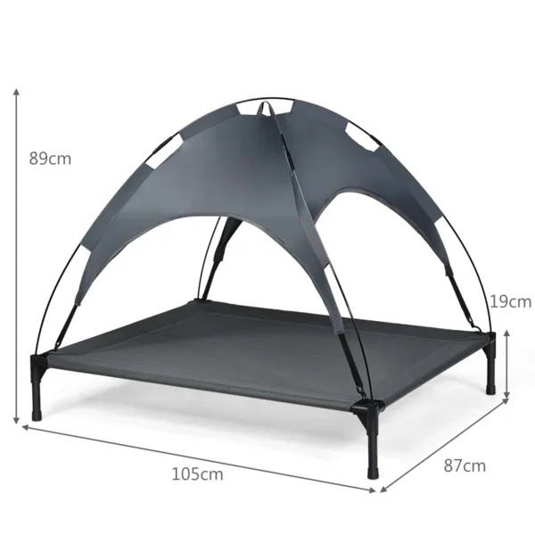 Huisdierenbed met afneembare luifel & stevig stalen frame waterdicht & zon bestendig koel bed tent voor huisdieren voor binnen buiten 2