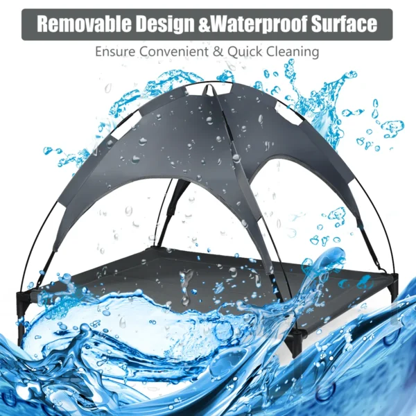 Huisdierenbed met afneembare luifel & stevig stalen frame waterdicht & zon bestendig koel bed tent voor huisdieren voor binnen buiten 5