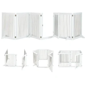 Huisdierhek huisdierbox 6 panelen voor honden en katten vrijstaand hondenhek 80 x 61 x 1,8 cm wit 1