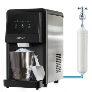 Ijsmaker 27kg/24u led klompjesmaker voor aanrecht met infraroodsensor en zelfreinigende functie stil voor thuis kantoor bar zilver 1