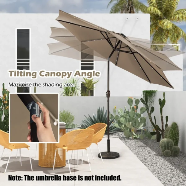 Ijzeren tuinparasol met led verlichting buitenparasol Ø300cm bruin geen parapluvoet 5