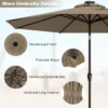 Ijzeren tuinparasol met led verlichting buitenparasol Ø300cm bruin geen parapluvoet 7