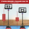 In hoogte verstelbaar basketbalstandaard 12 laags basketbalring voor volwassenen met wielen 110 cm onbreekbaar bord 3