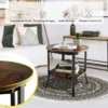 Industriële ronde bijzettafel 2 laags accent bijzettafel met open schap & stalen poten multifunctionele banktafel rustiek bruin 3