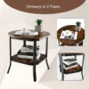 Industriële ronde bijzettafel 2 laags accent bijzettafel met open schap & stalen poten multifunctionele banktafel rustiek bruin 7