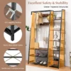 Kapstok met opbergbank 5 in 1 ingangsbank 9 haken 5 zijplanken 2 metalen gaasplanken industriële stijl metalen frame bruin 6