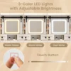 Kaptafel en kruk set met verlichting en schuifspiegel led verlichting zijkast 4 lades verstelbare opbergplanken wit 4