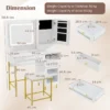 Kaptafel en krukset make uptafel met 3 kleuren led spiegel oplaadstation sieradenkast en lades moderne kaptafel wit 2