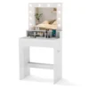 Kaptafel met led verlichting instelbare helderheid kaptafel met spiegel en oplaadstation cosmeticatafel met lade en open vak wit 3