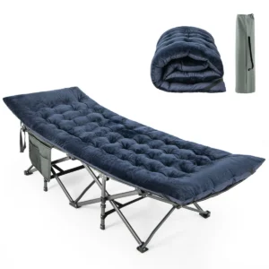 Katoenen veldbed kussen 7 cm dikke matras met 4 bevestigingsbanden multifunctioneel voor campingbed ligstoel tuinligstoel marineblauw 1