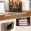Kattenbak 142 cm hoog 2 in 1 kattenbak 3 open schappen zij ingang deuren hoekdierbak industriële stijl 6