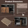 Kattenbak met krabpaal kattentoilet kantelbeveiliging 2 opbergplanken metalen schuine poten 90 x 50 x 70 cm zwart + bruin 3