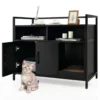 Kattenbak verborgen kattentoilet met dubbele deuren en krabplank voor ingang slaapkamer woonkamer zwart 90 x 45 x 74 cm 2