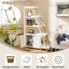 Kattenbakkast met opbergruimte 2 in 1 kattenmeubel 3 planken ladder zij ingang uitneembare pluchen mat hoekplank wit 5
