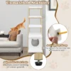 Kattenbakkast met opbergruimte 2 in 1 kattenmeubel 3 planken ladder zij ingang uitneembare pluchen mat hoekplank wit 7