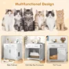 Kattenbakmeubel bijzetkast voor katten 2 laden dubbele deuren anti kantelbeveiliging modern binnenmeubel voor katten met opbergruimte 6