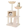 Kattenboom 122 cm kattentoren krabpalen van sisal zitstok condo mand ladder wasbare kussens beige 1