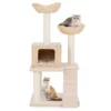 Kattenboom 122 cm kattentoren krabpalen van sisal zitstok condo mand ladder wasbare kussens beige 2