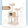 Kattenboom 122 cm kattentoren krabpalen van sisal zitstok condo mand ladder wasbare kussens beige 3
