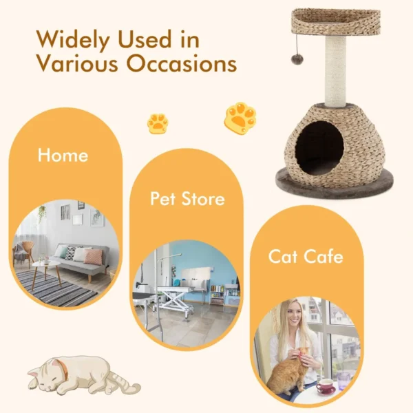 Kattenboom huisje met natuurlijke sisal krabpaal opknoping bal kat activiteit centrum katten toren katten toren meubel 5