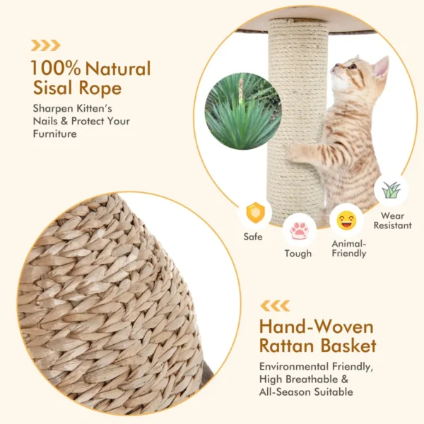 Kattenboom huisje met natuurlijke sisal krabpaal opknoping bal kat activiteit centrum katten toren katten toren meubel 7