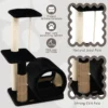 Kattenboom met 3 niveaus/zitstok/springplatform/comfortabele condo/klimrek voor katten binnenshuis/borstel/sisalpaal zwart 4