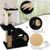 Kattenboom met 3 niveaus/zitstok/springplatform/comfortabele condo/klimrek voor katten binnenshuis/borstel/sisalpaal zwart 6