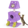 Kattenboom voor binnenkatten originele kattentoren met monsterthema en 2 privéappartementen zacht pluche krabpaal van sisal 1