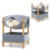 Kattenhuis met 2 etages verhoogd kattenbed met opbergruimte hangmat of kattenmand kattenmeubel 40 x 40 x 53 cm 1