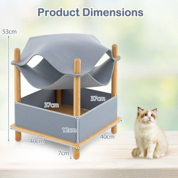 Kattenhuis met 2 etages verhoogd kattenbed met opbergruimte hangmat of kattenmand kattenmeubel 40 x 40 x 53 cm 3