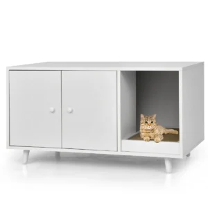Kattenhuisje verborgen katten toiletruimte met tussenschot kattenhuisje met dubbele deuren decoratief kattenhuisje wit 1