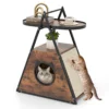 Kattenkast kattenhuis & bijzettafel & nachtkastje kast met kattenmand & 2 krabmatten & 2 planken a frame kattenmeubel voor katten 2