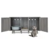 Kattenkast/tv standaard kattenhuis met 2 deuren kronkelende ingang multifunctioneel kattenmeubilair voor de woonkamer 2