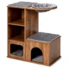 Kattenmeubels met grotmatten kattenspeelhuis houten krabpaal kattenhuis klimboom 69 x 39 x 80,5 cm 1