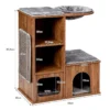 Kattenmeubels met grotmatten kattenspeelhuis houten krabpaal kattenhuis klimboom 69 x 39 x 80,5 cm 2