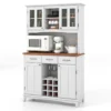 Keuken dressoir met ladekast keuken opbergkast met gehard glazen kast flessenrek verstelbare planken magnetron aanrecht 3 laden 1