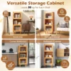 Keukenkast van bamboe 3 verdiepingen tellende buffetkast met 2 acryldeuren en open vak vitrinekast vrijstaand voorraadkast voor woonkamer 4