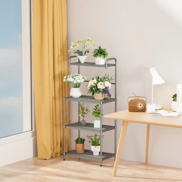 Keukenrek 4 planken verstelbare magnetron houder huishoudelijke plank staande plank grijs 7