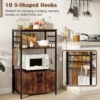 Keukenrek met kast 3 verdiepingen tellend bakkersrek met 2 open planken en 10 haken magnetronrek industrieel met metalen frame 7