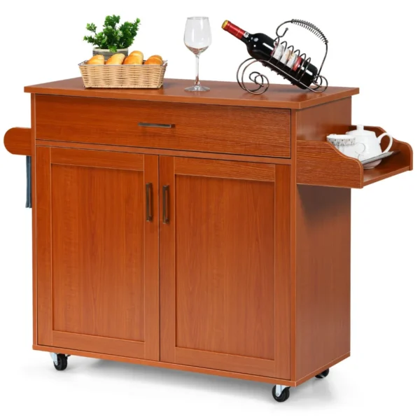 Keukentrolley met handdoekenrek en kruidenrek keukeneiland met lade 116 x 40 x 85 cm bruin 3