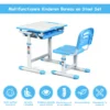 Kinder bureau en stoel set in hoogte verstelbare kinder bureau set met kantelbaar bureaublad school student bureaustoel blauw 6