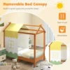 Kinderbed met dak speelhuis platformbed met afneembaar hemelbed & 12 massief houten latten huisbed 152 x 82 x 150 cm 6