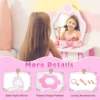 Kinderen kaptafel en krukje set princess make up kleed tafel set met spiegel & lade 2 in 1 kleuter kaptafel set schrijftafel roze 5